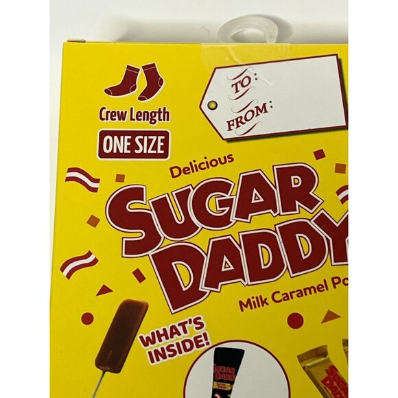 Candy Bar Crew Socks Black Yellow Red Gift Boxed One Size Fun Novelty Pair - Picture 3 of 8